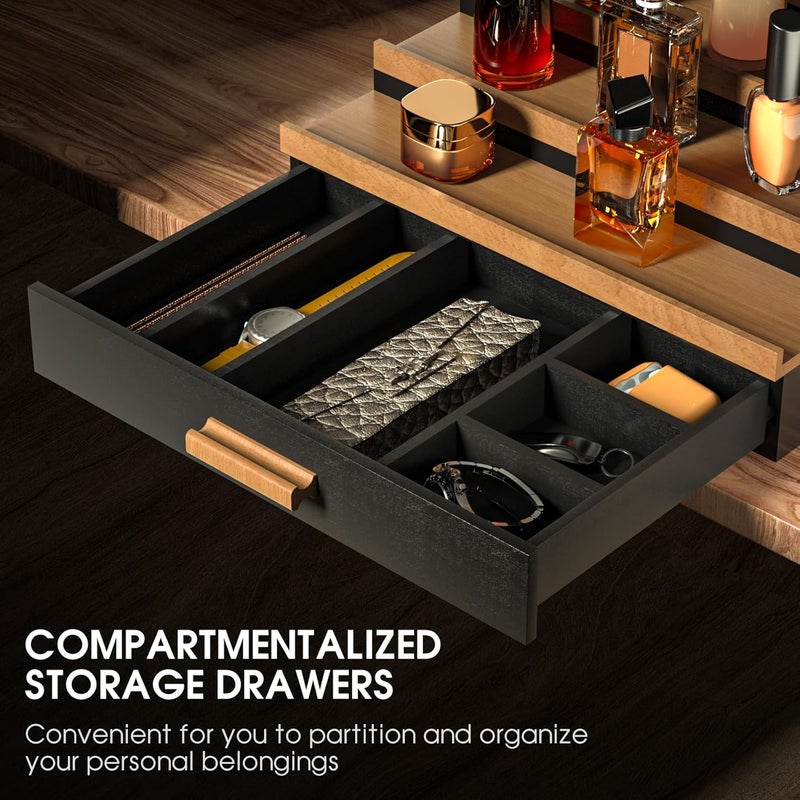 Sephyroth Cologne Organizer for Men 4 Tier of Elevated Cologne Display Shelf with Drawer Storage Perfume Organization and Storage Display Risers,Great Gift for Man(4Tier-BlackWalnut) - Image 2